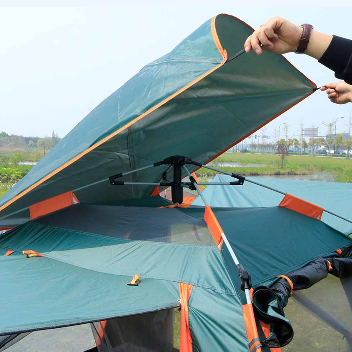 Cheap Goat Tents 6 7 People Large Tent Quick Setup Family Tent Outdoor Camping tent foldable folding tents two layer backpack tents sunshade Tents 